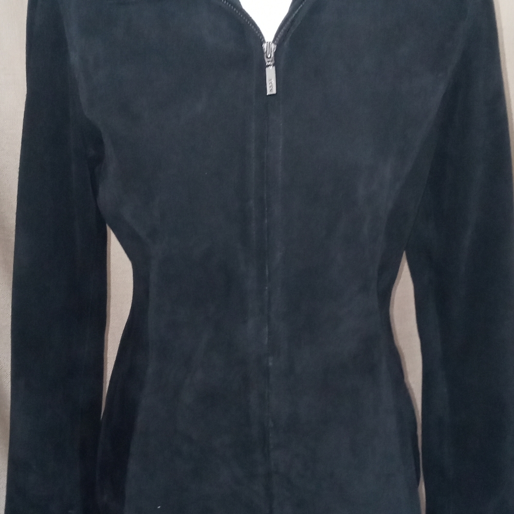 GUESS Black Suede Jacket Zip Up. Size S